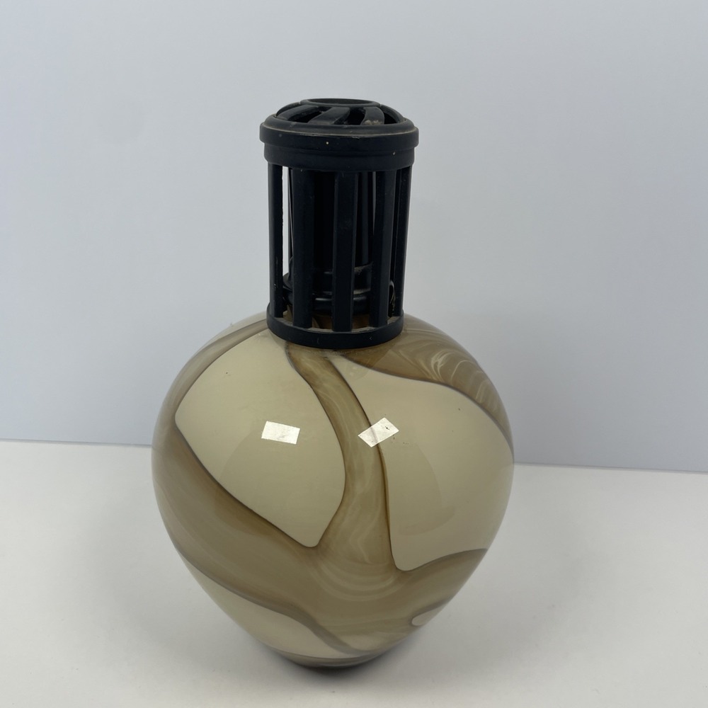 La Tee Da! Fragrance Lamp Glass Effusion Marble/Swirl Cream & Brown Diffuser 7" - Picture 5 of 5